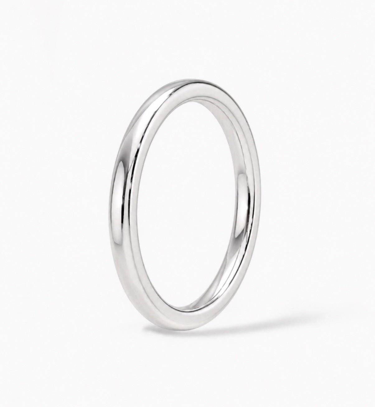 Platinum Plated Band Ring 3 mm | Simple Silver Dome Wedding Ring Minimal Jewelry