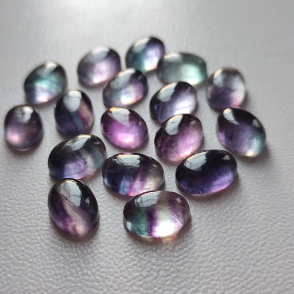 [WHOLESALE] NATURAL RAINBOW FLOURITE CABOCHON OVAL SHAPE LOOSE GEMSTONE