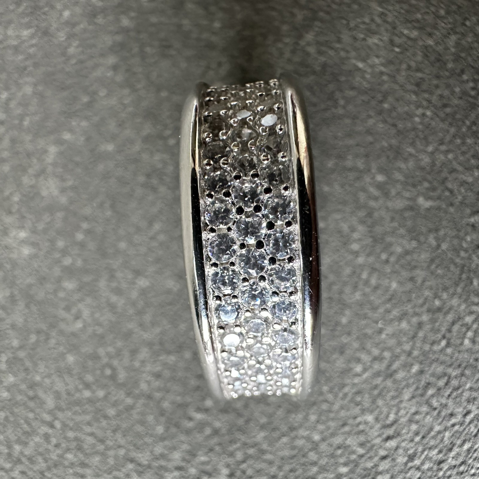 David Yurman 8.5mm Three Row Band Ring 925 Sterling Silver Pavé Diamonds Size 7