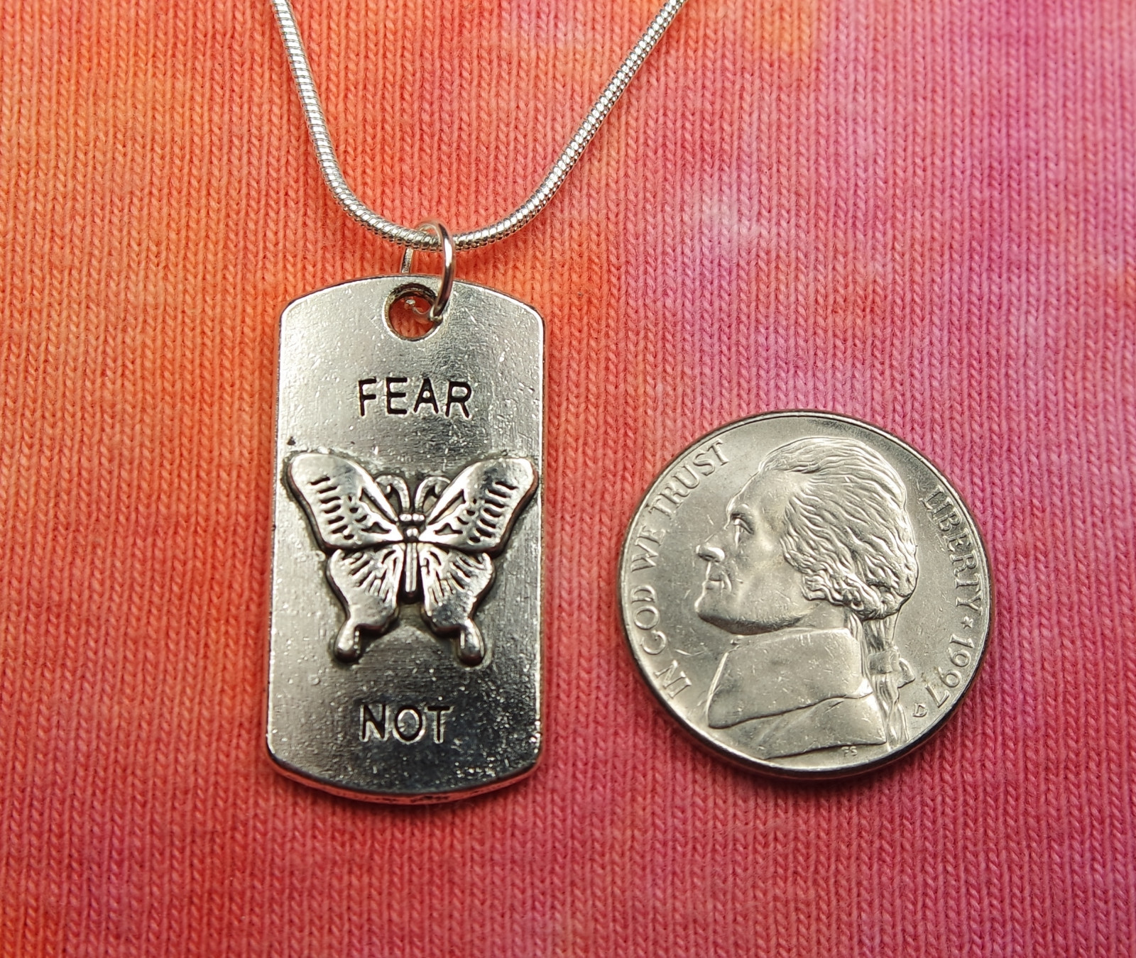 Fear Not Change Butterfly Pendant 16″-36″ Necklace Message Jewelry Butterflies