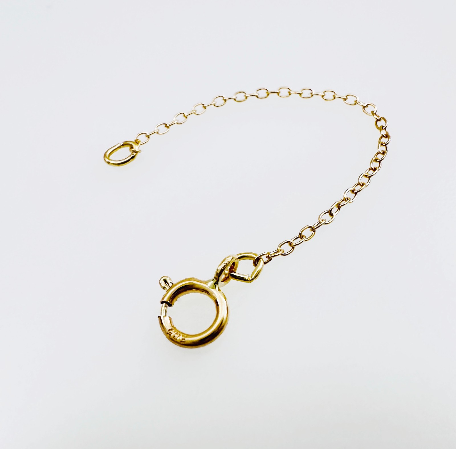 14K Solid Yellow Gold Cable Link Safety Chain Extension Extender, 1mm, 2.25″