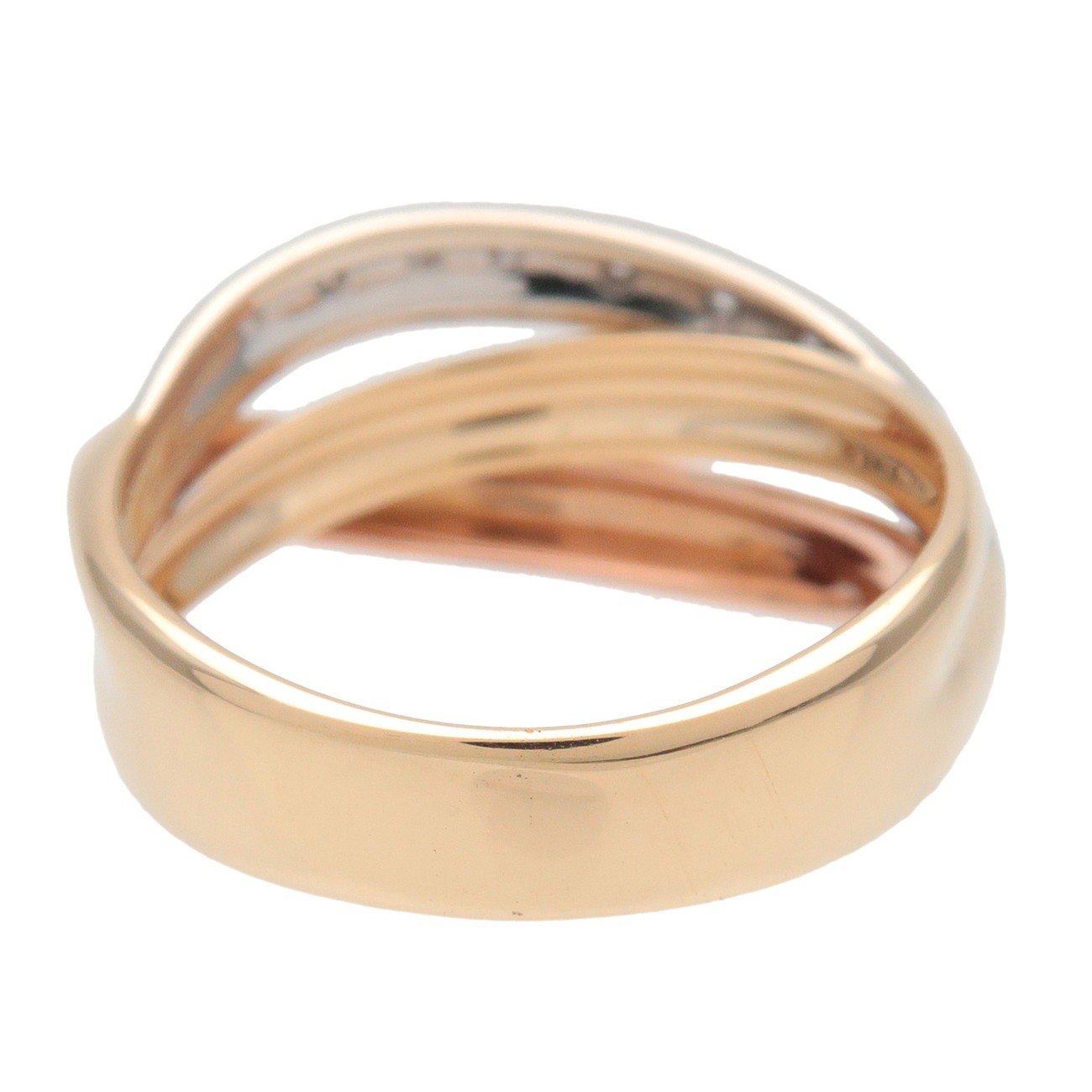 Ponte Vecchio Diamond Ring 750YG/PG/WG Yellow Rose White Gold US5 Auth Used F/S