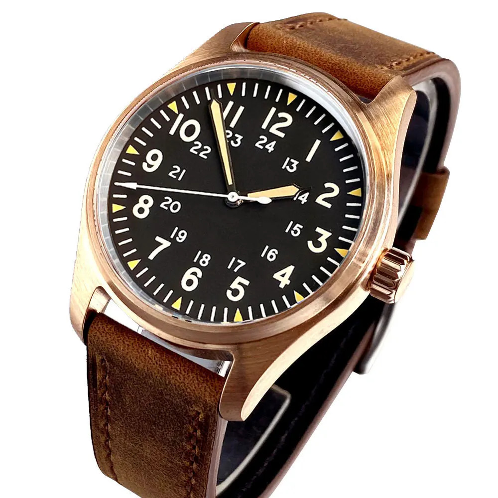 Tandorio 39mm Cusn8 Bronze Mechanical Automatic Vintage Men Watch For Japan NH35