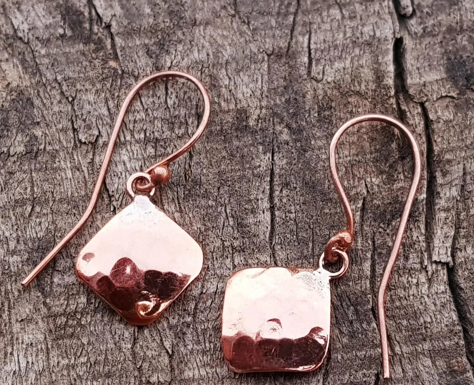 1 Pair Pure Copper Healing Square Cushion Hook Earrings, Jewelry Spiritual Kriya