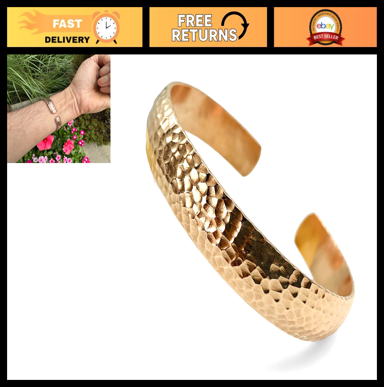Hand Forged 100% Copper Bracelet – Solid High Gauge Pure Copper Healing Jewelry