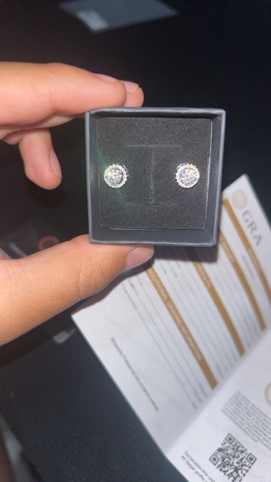 GRA Moissanite Halo Stud Earrings Round Clear VVS1 Silver Tone Butterfly