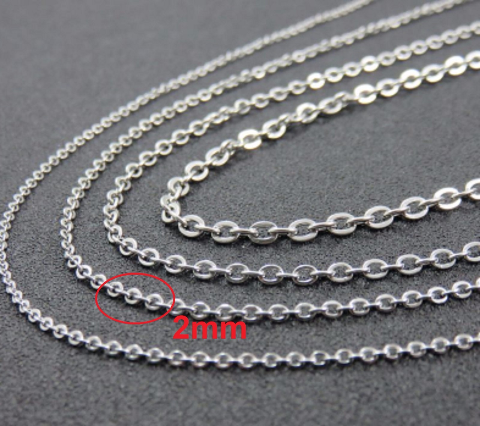 16″ – 34″ 2mm Stainless Steel Link Chain Pendant Silver Necklace STlnk2S UK