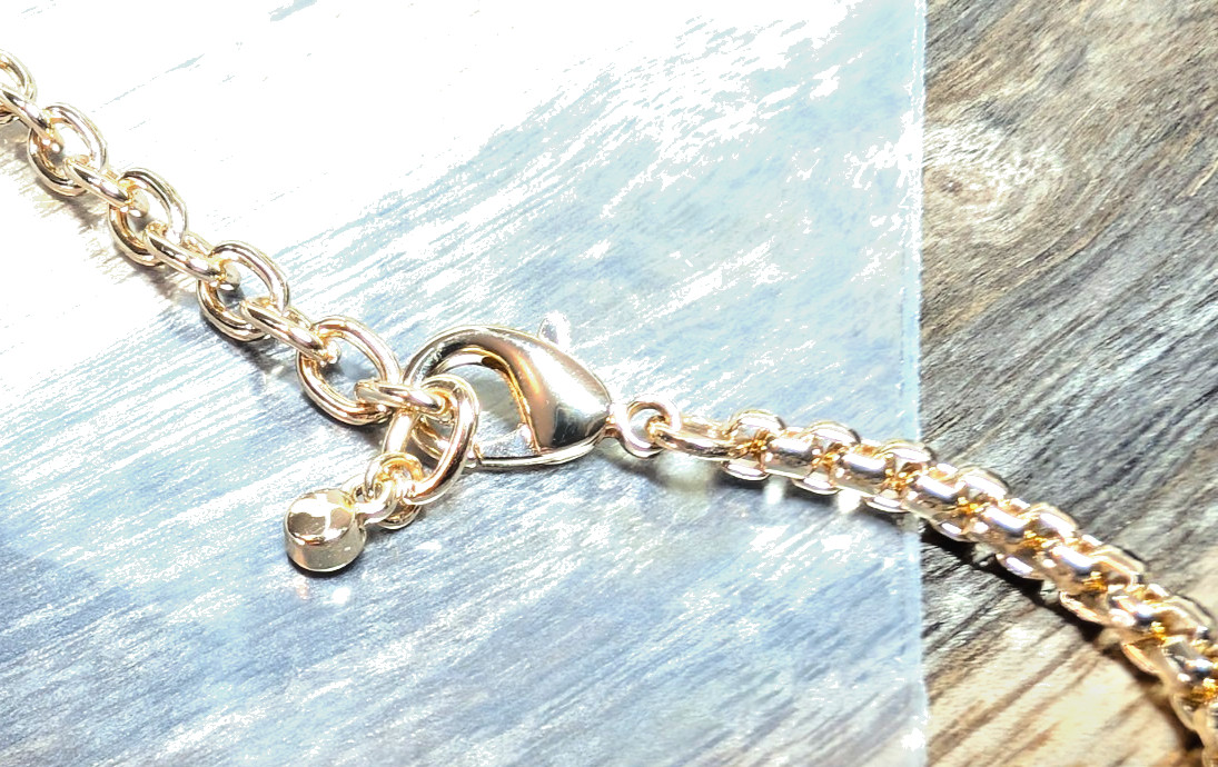 ON 34TH Pink or Black Enamel Choker Necklace Gold Chain 16″ Ret $39.50