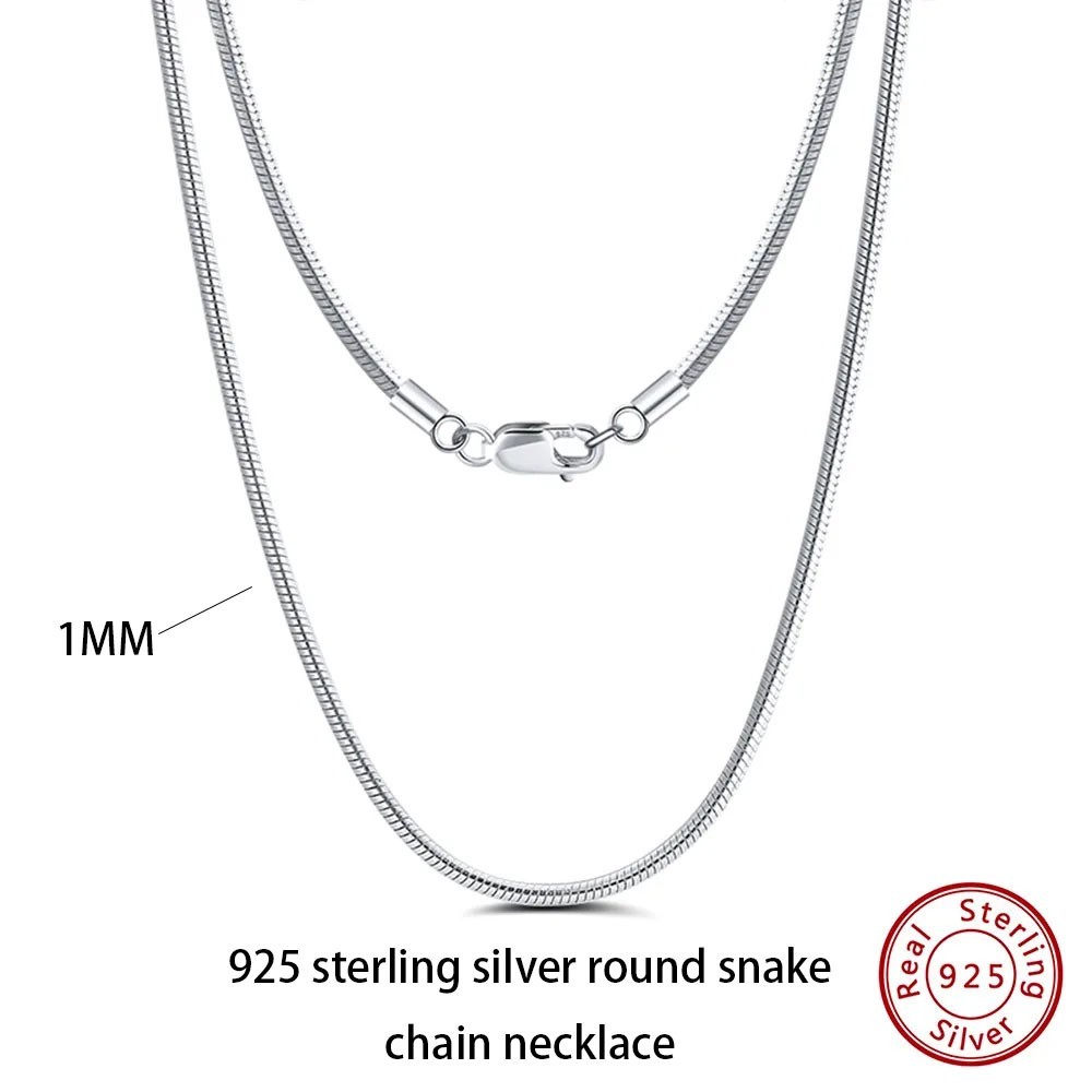 925 Sterling Silver Box Chain Necklace Men Women 16-24in Snake Figaro Rope