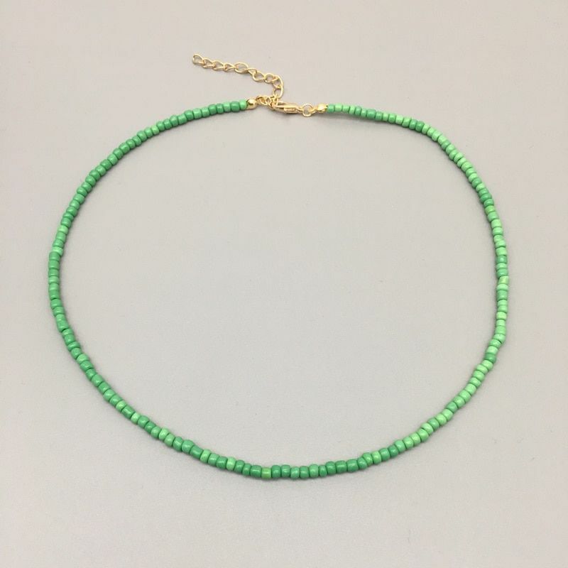 Women Necklace Seed Beads Strand String Beaded Short Jewelry 16 Inches Chokers