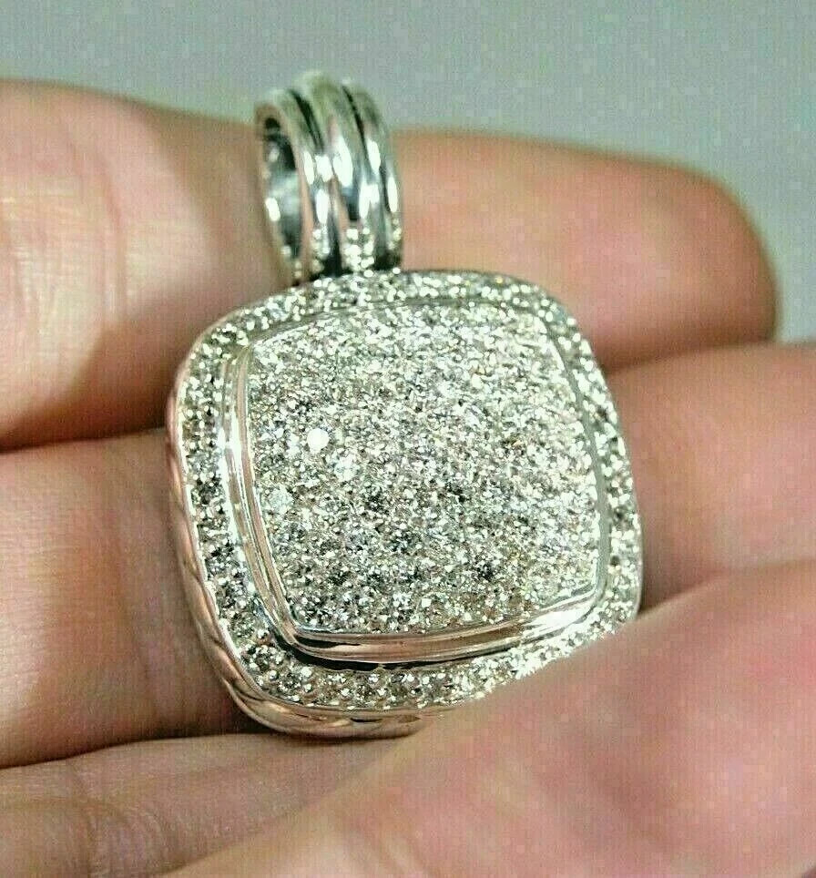 2Ct Round Cut Diamond 14K White Gold Finish Gorgeous Enhancer Pendant Free Chain