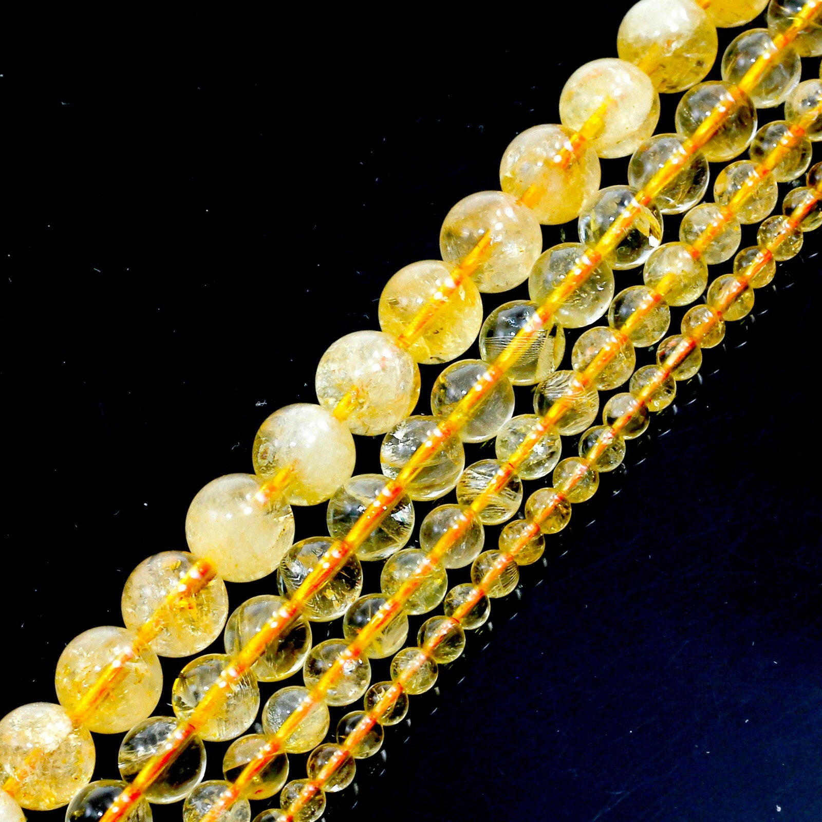 Gemstone Natural Citrine Round Beads Golden Smooth Loose Beads 15″ 4 6 8 10 12mm
