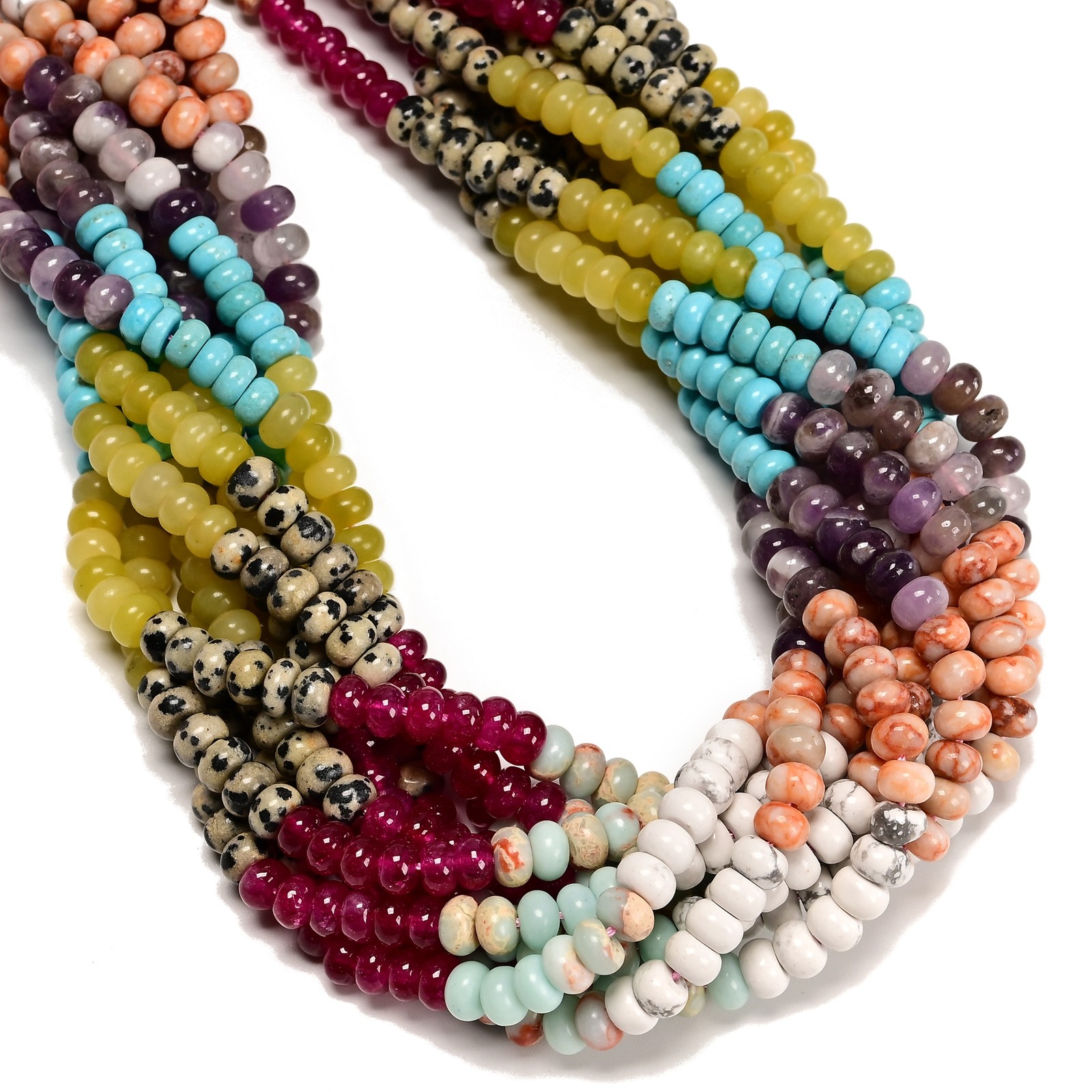 18 Gradient Multi-color Gemstone Smooth Rondelle Beads Size 4x6mm 15.5″ Strand