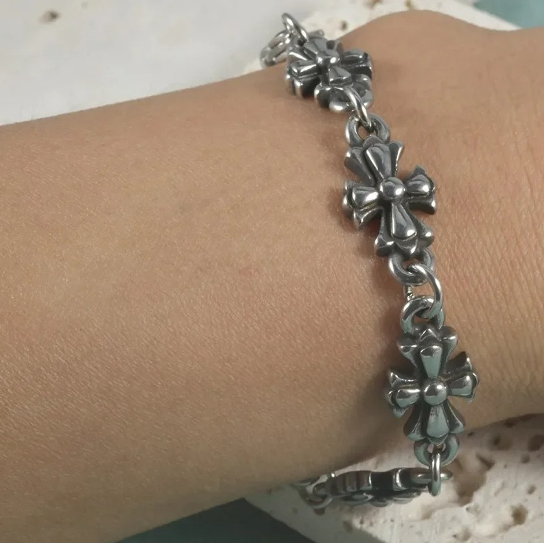 Gothic Punk Cross Chain Bracelet for Men & Women Retro Trend Jewelry