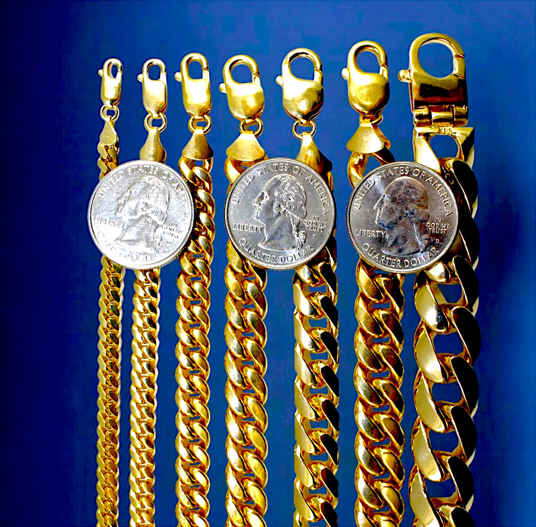 10K Yellow Gold SOLID Miami Cuban Necklace Bracelet Chain Lobster 2mm-10mm 7-30″