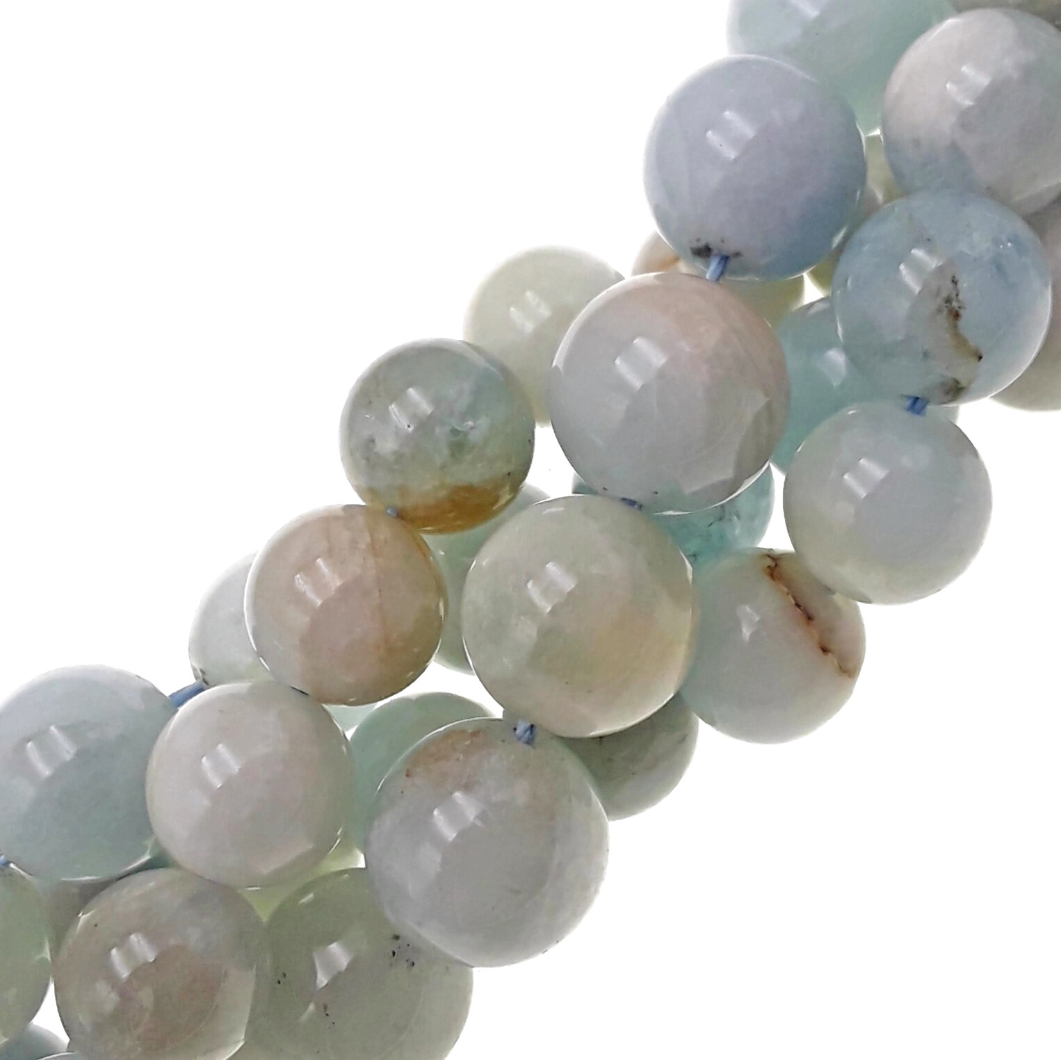 Multi Blue Aquamarine Smooth Round Beads 6mm 8mm 9mm 10mm 11mm 15.5″ Strand