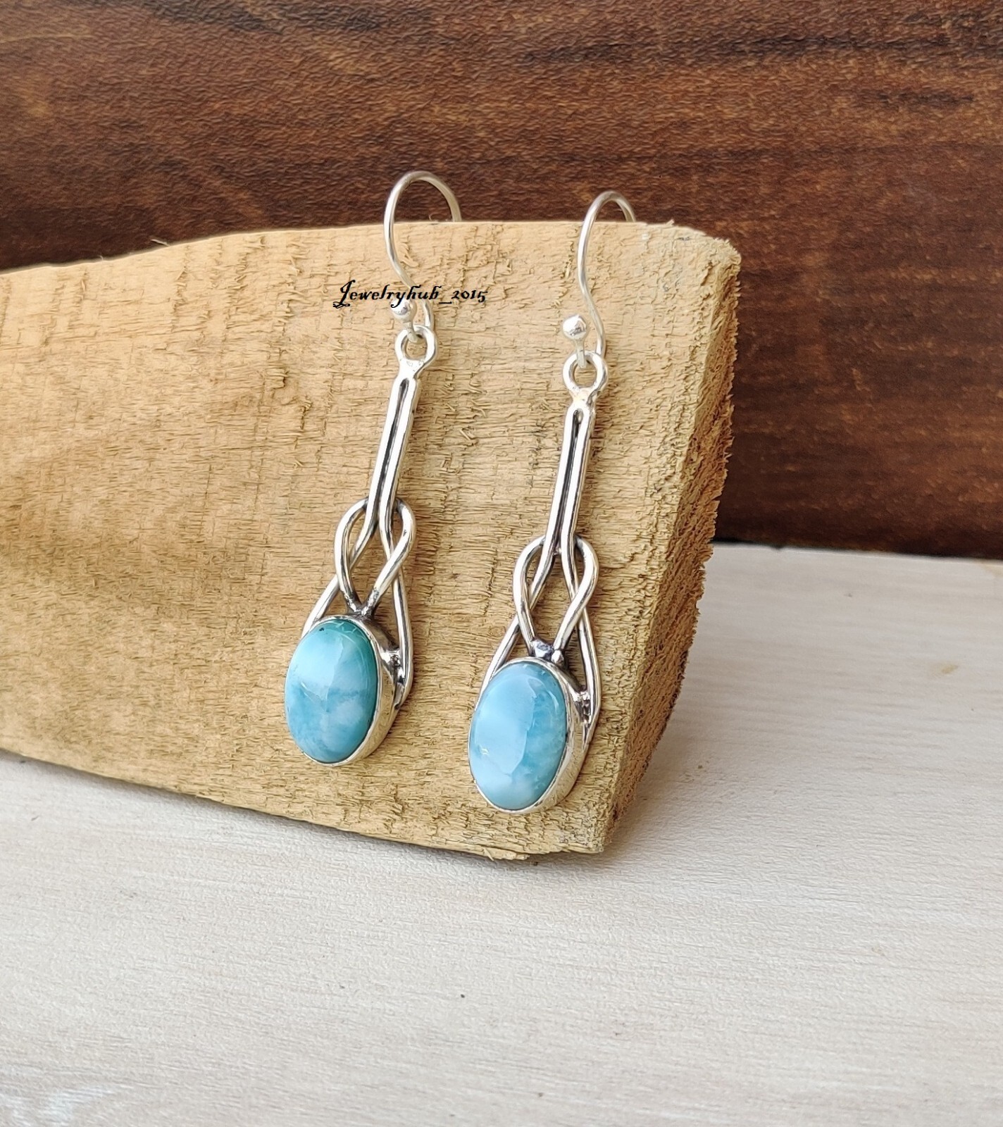 Natural Larimar Gemstone Earring 925 Sterling Silver Amazing Gift Jewelry MO2180
