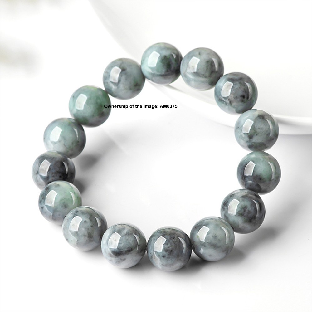 Natural Grade A Jade 13mm Gray Bead Stretch Bracelet Women Men Bracelet 16-18cm