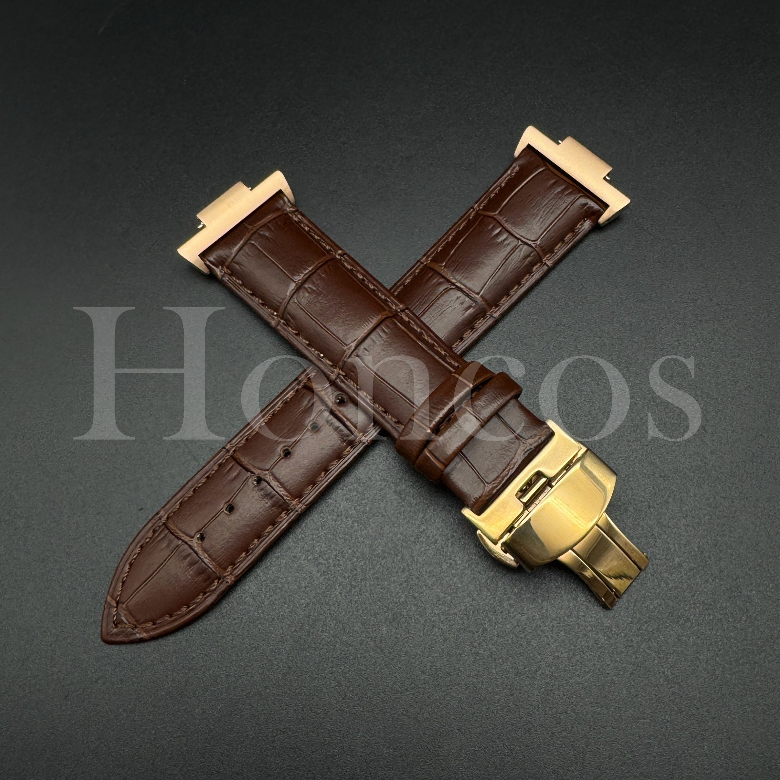 Brown Genuine Leather Alligator Watch Strap Fits for Tissot PRX Clasp Adapter US