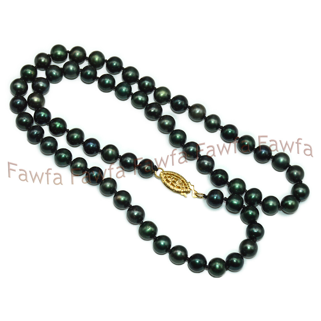 fashion Natural 6-6.5mm Tahitian Freshwater Peacock Black Pearl Necklace 18”