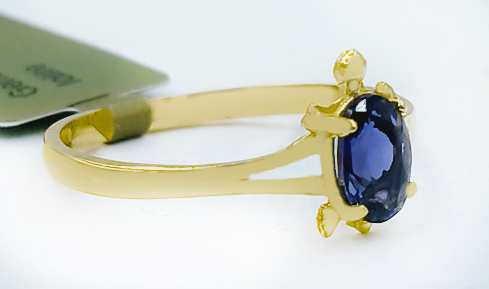 GENUINE 0.72 Cts IOLITE TURTLE RING 10K SOLID YELLOW GOLD-Free Appraisal Service