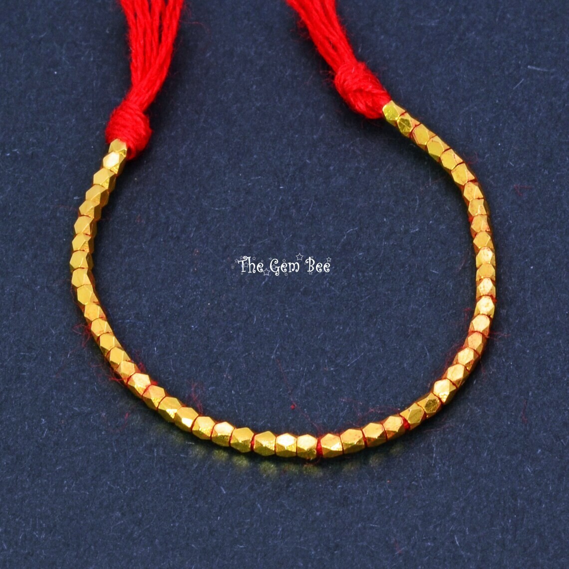 1.35mm 18k Solid Yellow Gold Petite Faceted Nuggets Findings Beads 2.8″ Str (50)