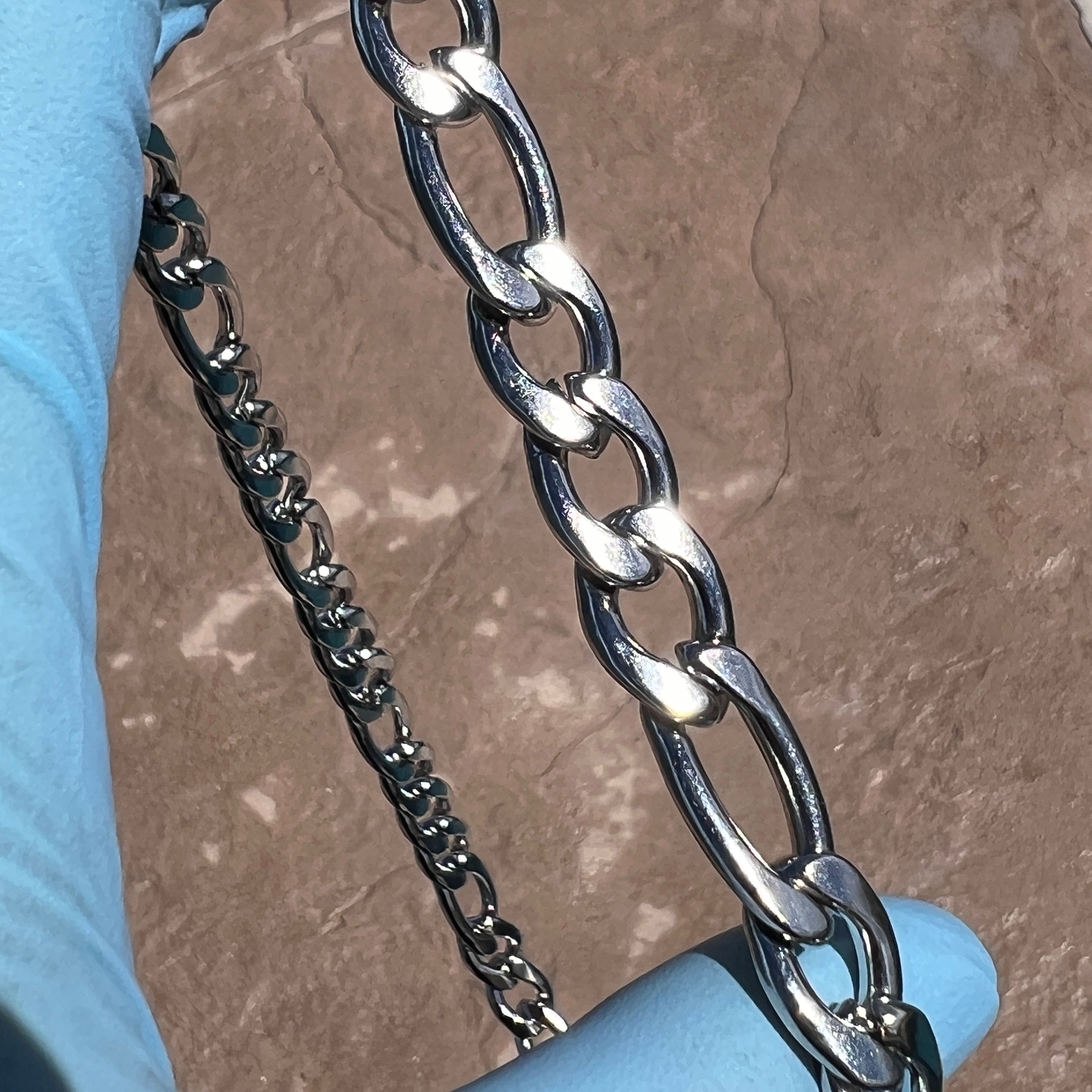 Men’s Solid 316L Stainless Steel Figaro Link Chain Necklace 24″ x 11MM Thick