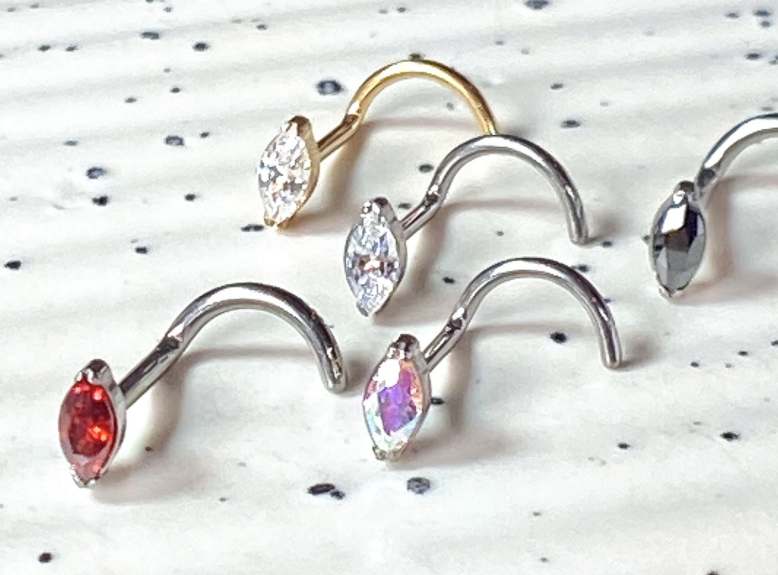 1pc Implant Grade Titanium Marquise Gem Nose Screw Ring 18g or 20g