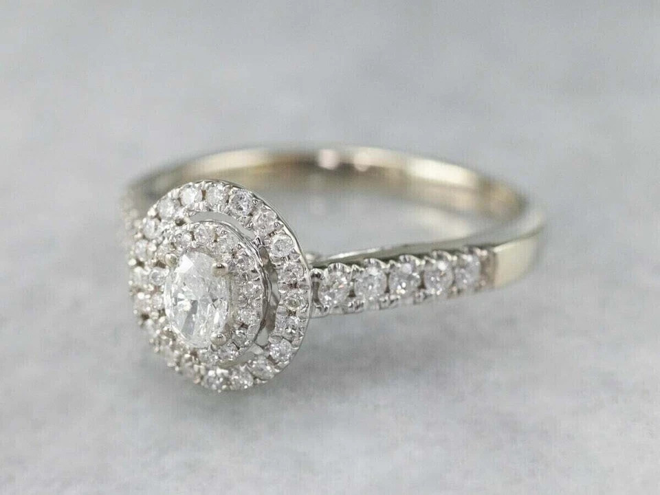 2.00Ct Oval Cut Lab Created Diamond Women Engagement Ring 14k White Gold Plated