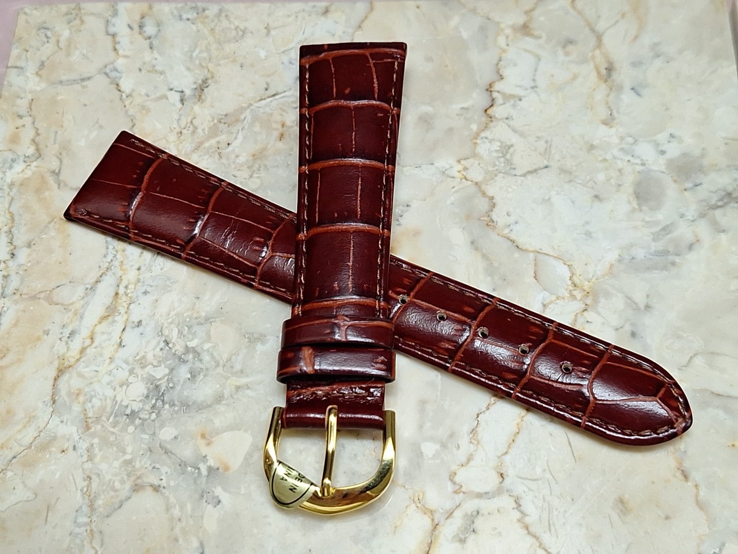 IW Reddish Brown Marron Genuine Leather Padded Watch Band Strap 20 mm Vintage