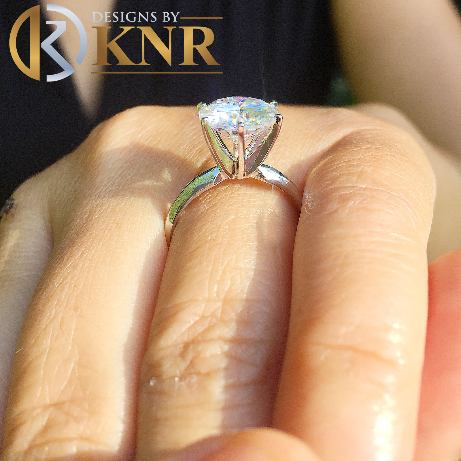 14K SOLID WHITE GOLD 5.00 CARAT ROUND CUT MOISSANITE SOLITAIRE RING SIX PRONG