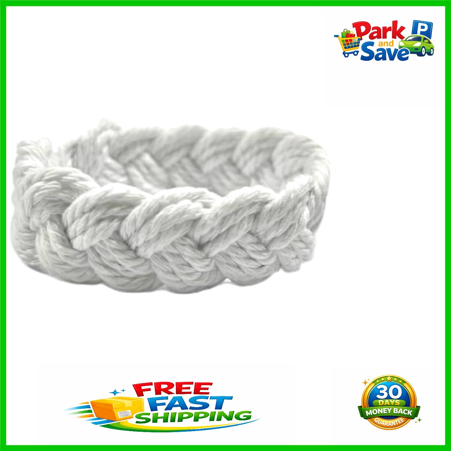 Elegant Large White Cotton Sailor Knot Bracelet – Chic 9 Inch Women’s Jewelry