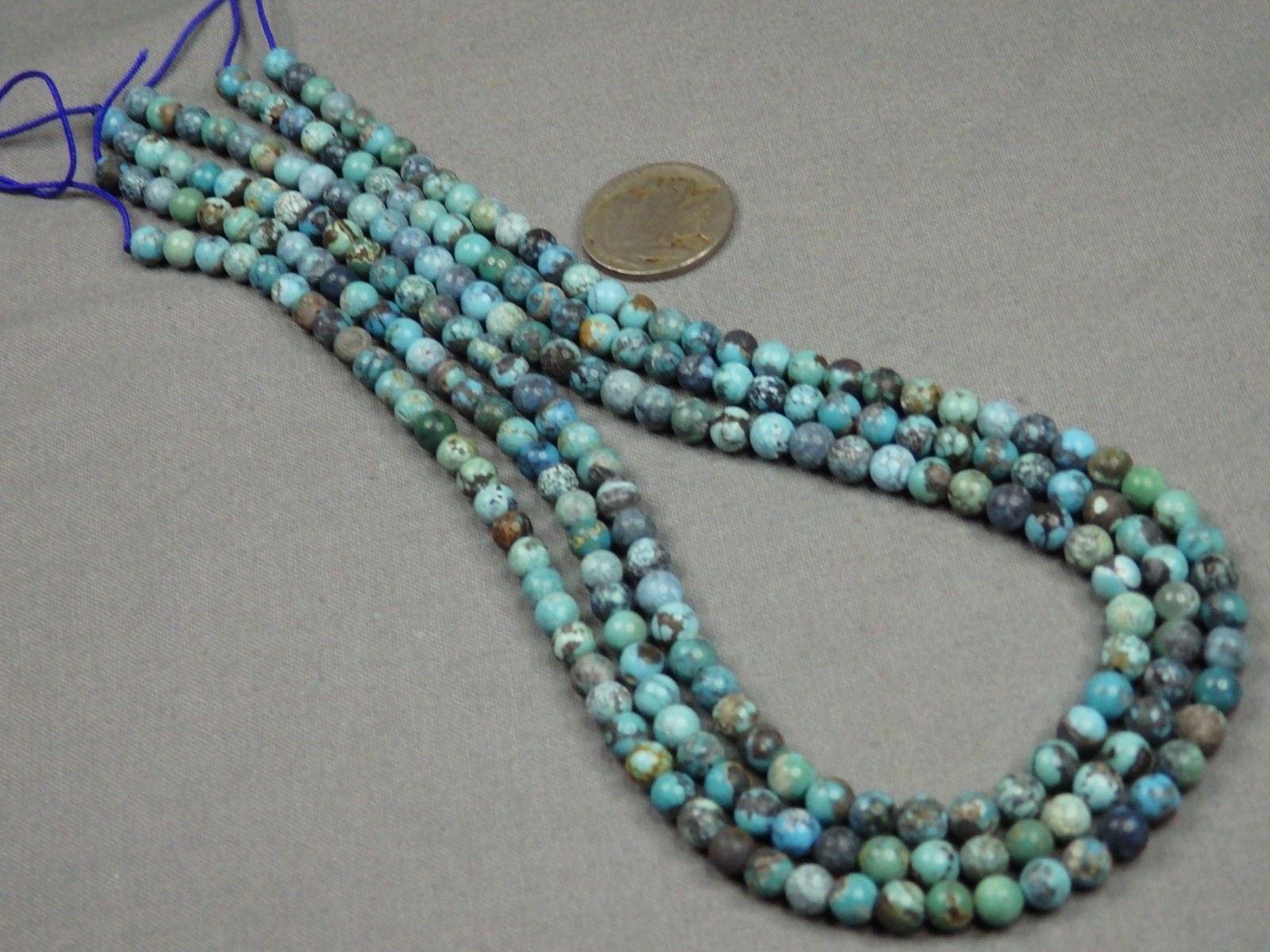 Natural CLOUD MOUNTAIN TURQUOISE 5.5mm Round Beads 15.5″Strand 75+ctOldStash