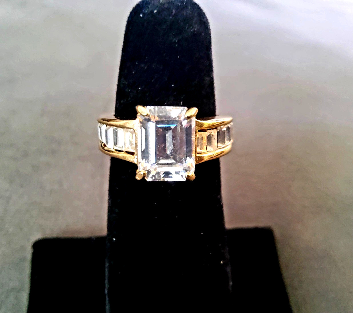 Park Lane “YES” RING – HOSTESS -Engagement -CLEAR CZ’S + 18k Gold PL – Sz 5