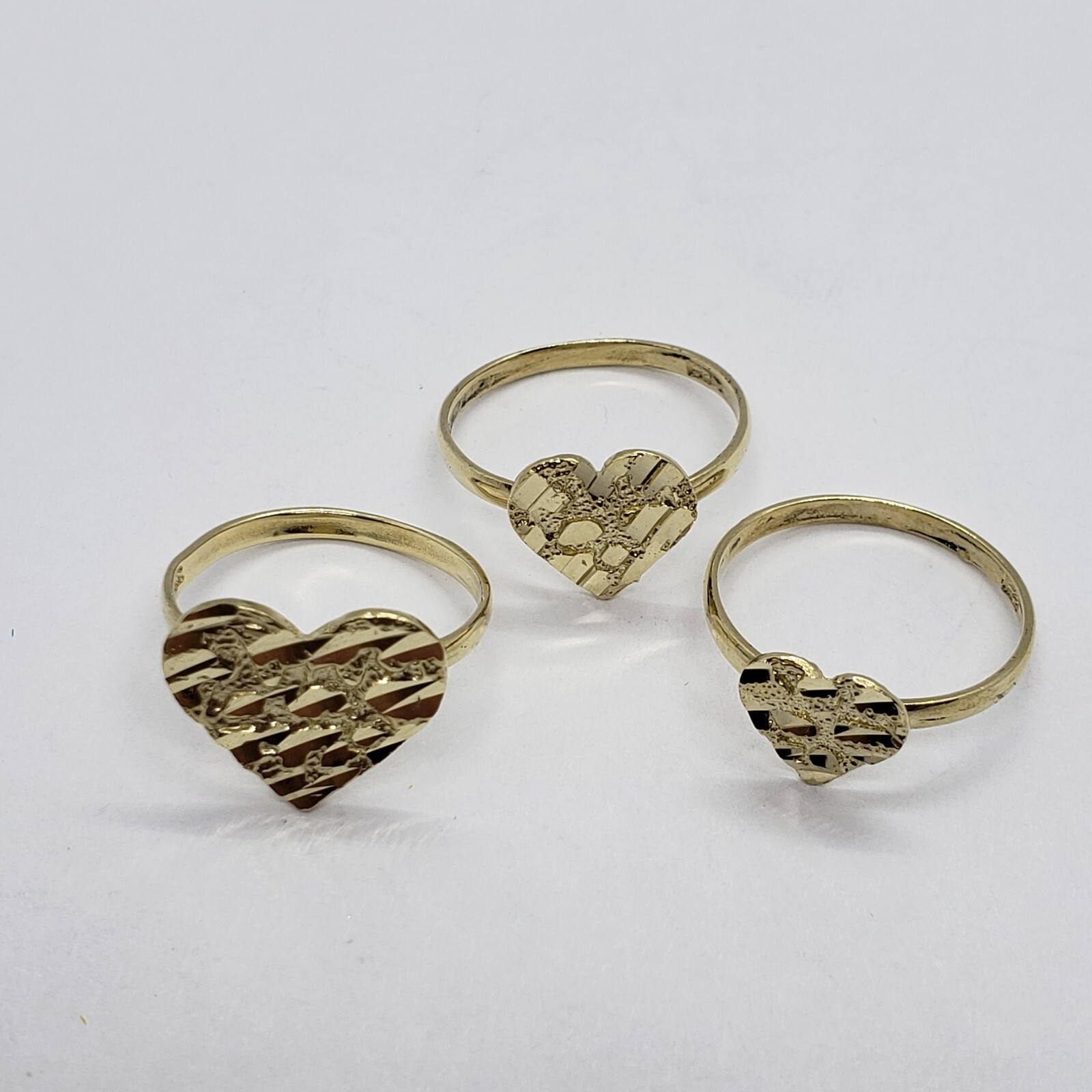 10K Yellow Solid Gold Flat Heart Nugget Ring Small Medium Large Ring Size 3-11