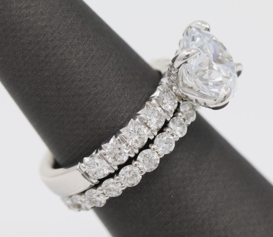 3.02ct VVS1 Lab Grown Diamond Wedding Set 18k White Gold Rings Size 6