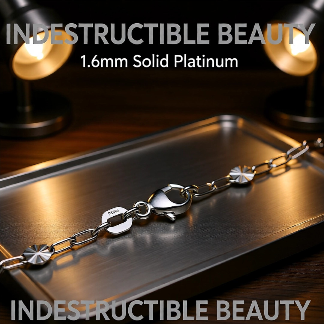 950 Platinum Paperclip Chain 2.4mm With Starburst Accent Stations