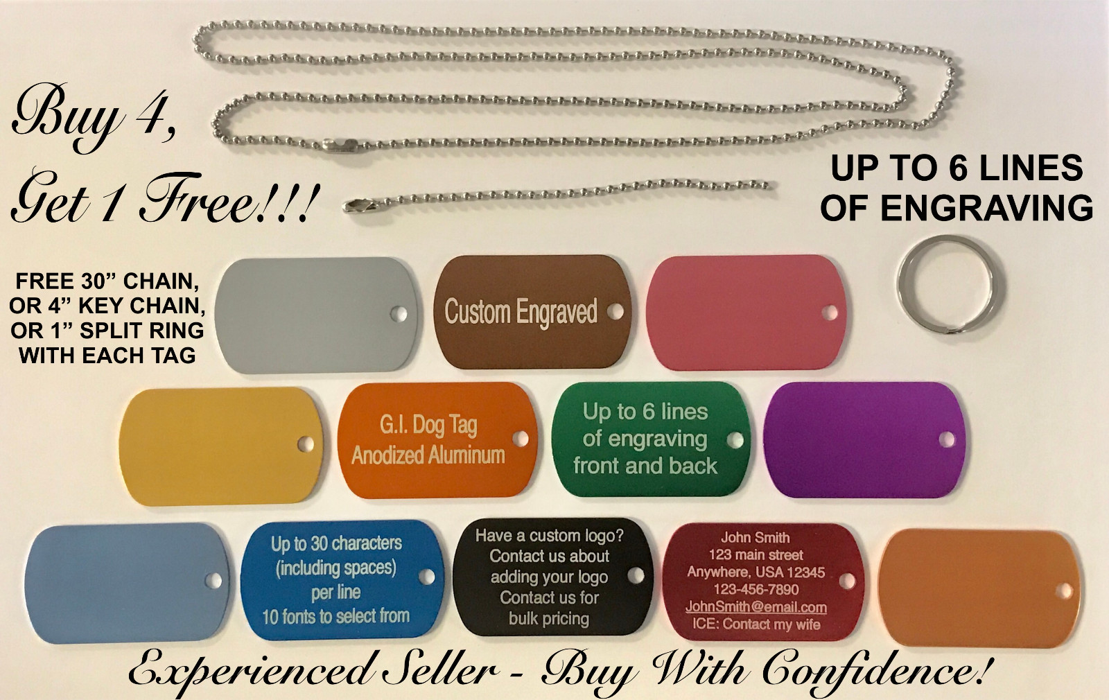 DOG TAG CUSTOM ENGRAVED LUGGAGE NECKLACE GIFT SCHOOL PENDANT MILITARY GI TAG