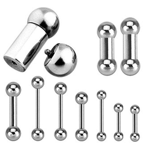 1 – 00 – 14 Gauge Internally Threaded 316L Surgical Steel Straight Barbell T199