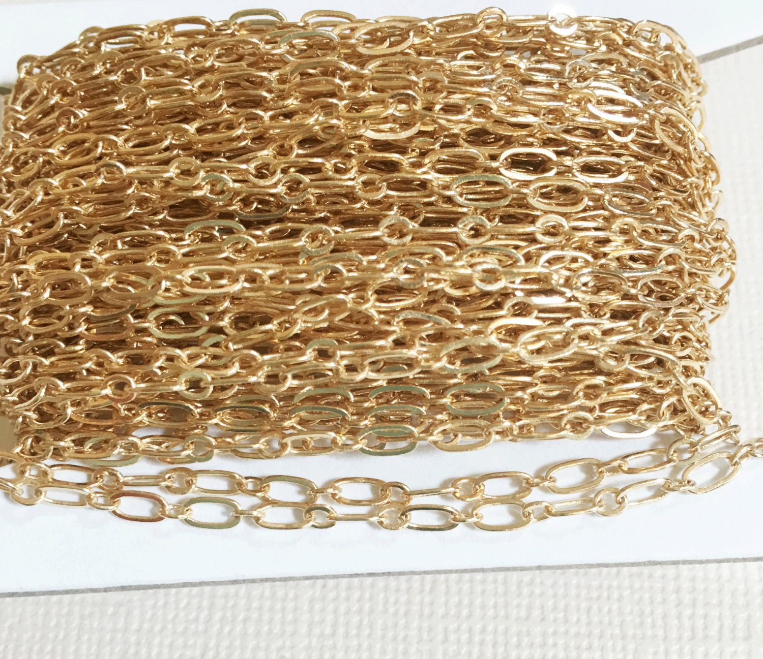 32ft spool of Light Gold plated Long and Short chain, bulk unfinished chain