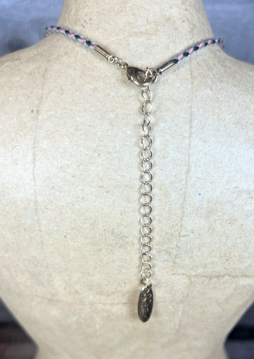 Plunder Necklace (new) OWEN – BLACK, GRAY, PINK CORD 19.5″-22.5″ NEW in Box