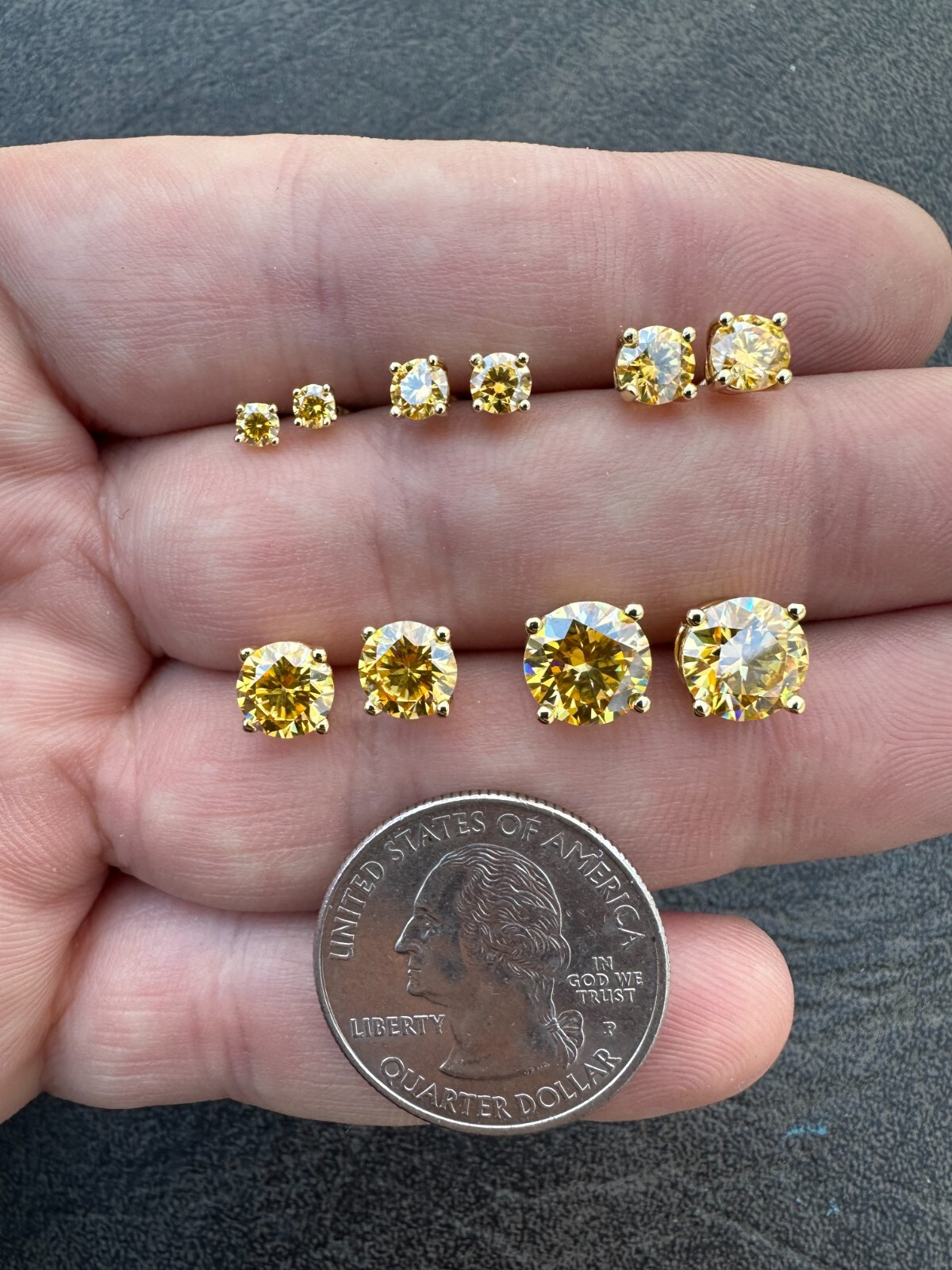 Canary Yellow Moissanite Screwback Stud Earrings 14k Gold Plate 925 Silver 3-8mm