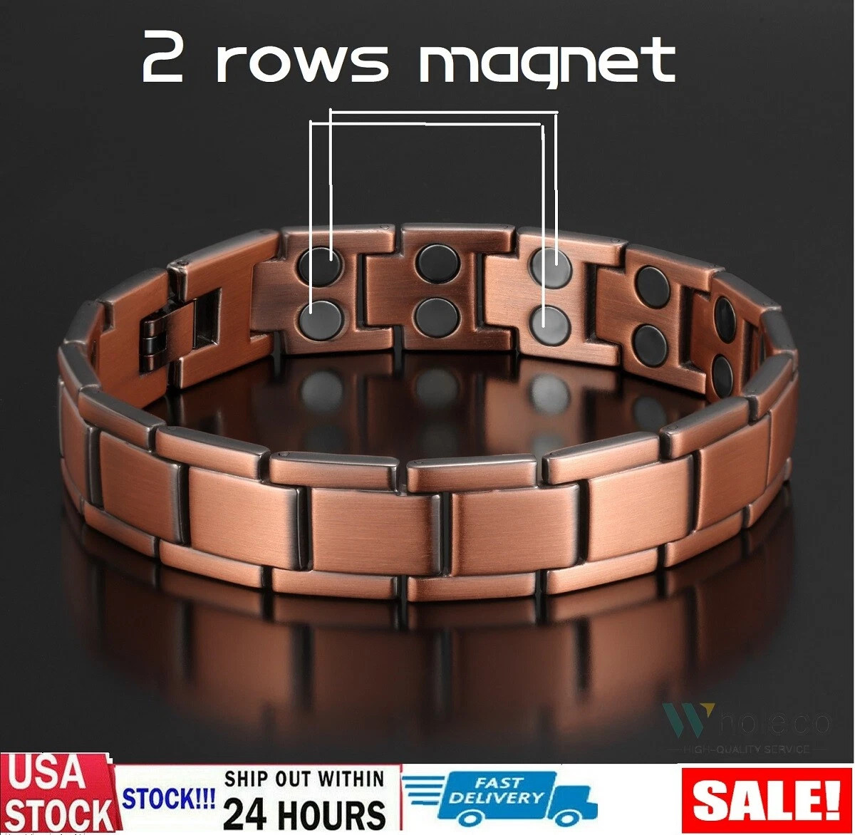 Pure Copper Bracelet 3000 Gauss Magnetic Therapy Strong Healing 8.5In US