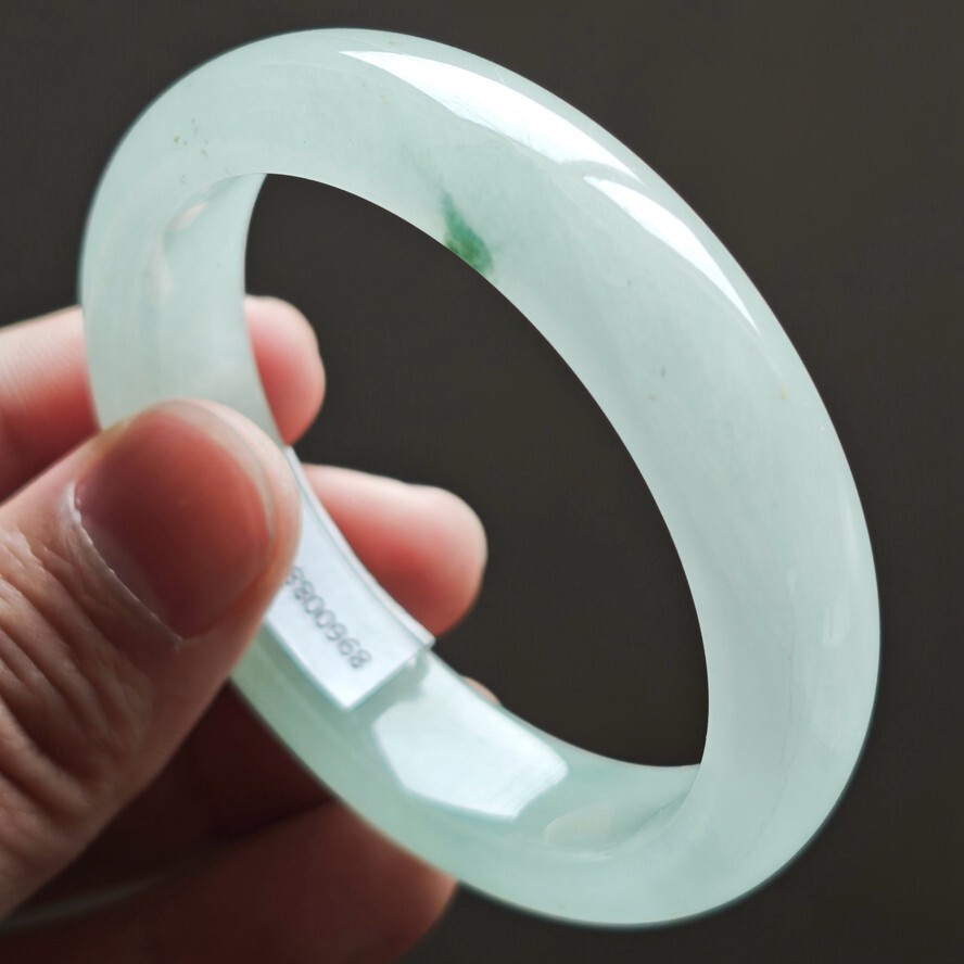 55mm White Green Emerald Icy Jadeite Jade Bracelet Bangle Burma Jade Bangle 2342