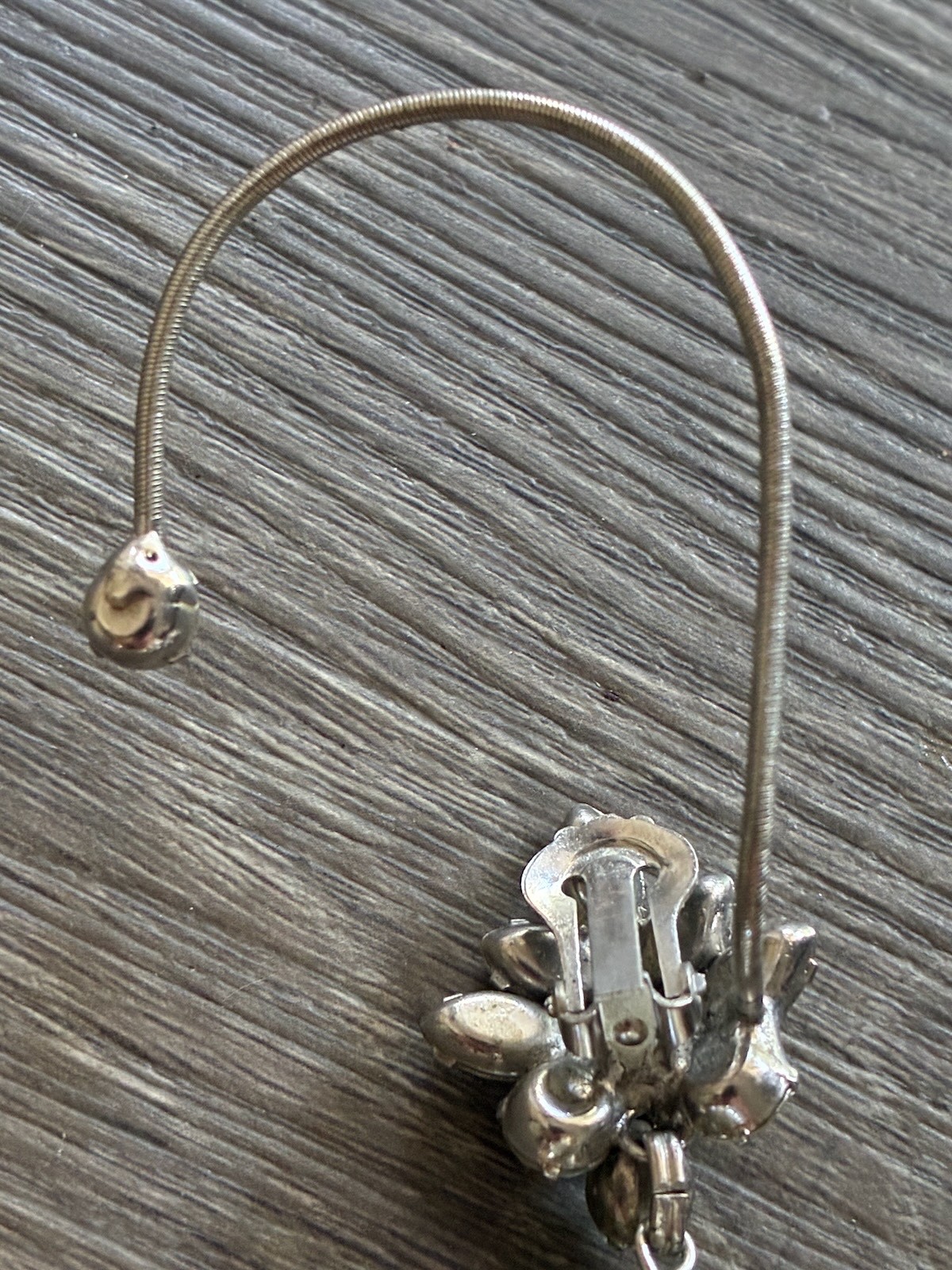 Rare Vintage 1950s Boucher STYLE Earrite Rhinestone + Pearls Earring SINGLE