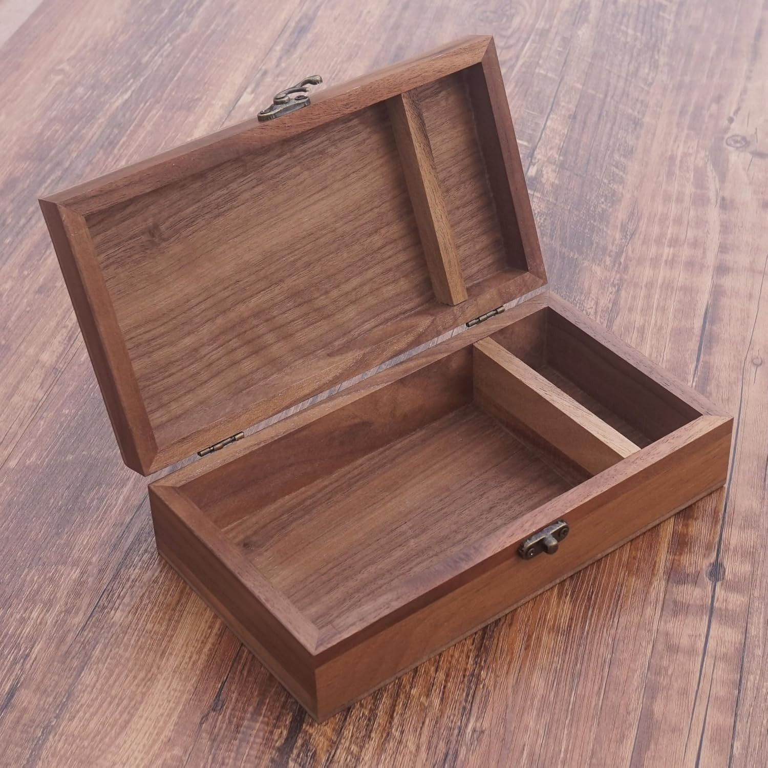Walnut Handmade Walnut Partition Wooden Box for Keepsakes, Photos
