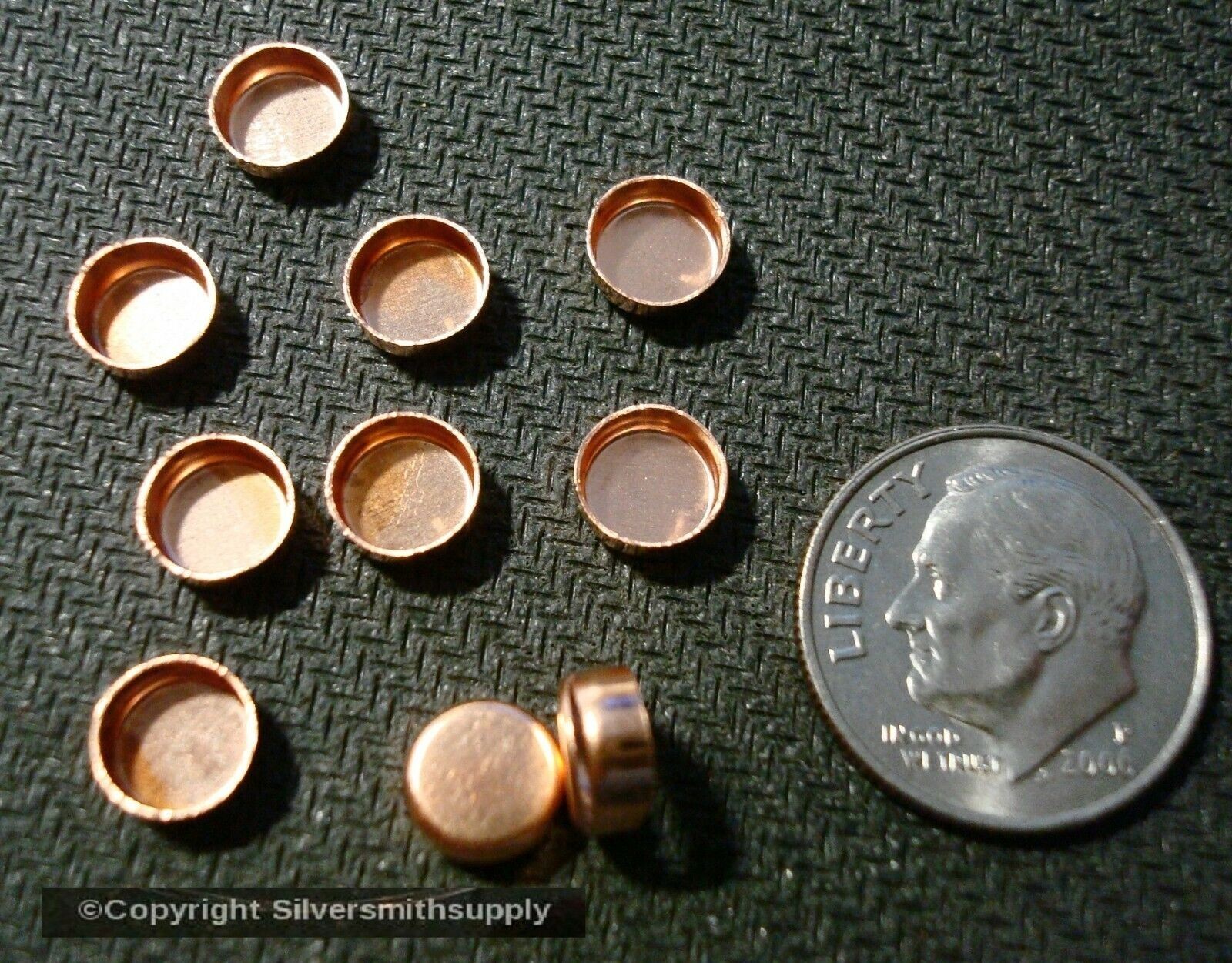 Bezel cups solid copper 6mm round machine made smooth edge 10 bezel cups BC015