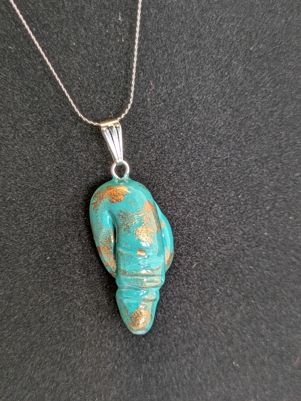 Handmade Dick Jewelry, Faux Copper Patina, Male Peen, Adult Art, Penis Necklace