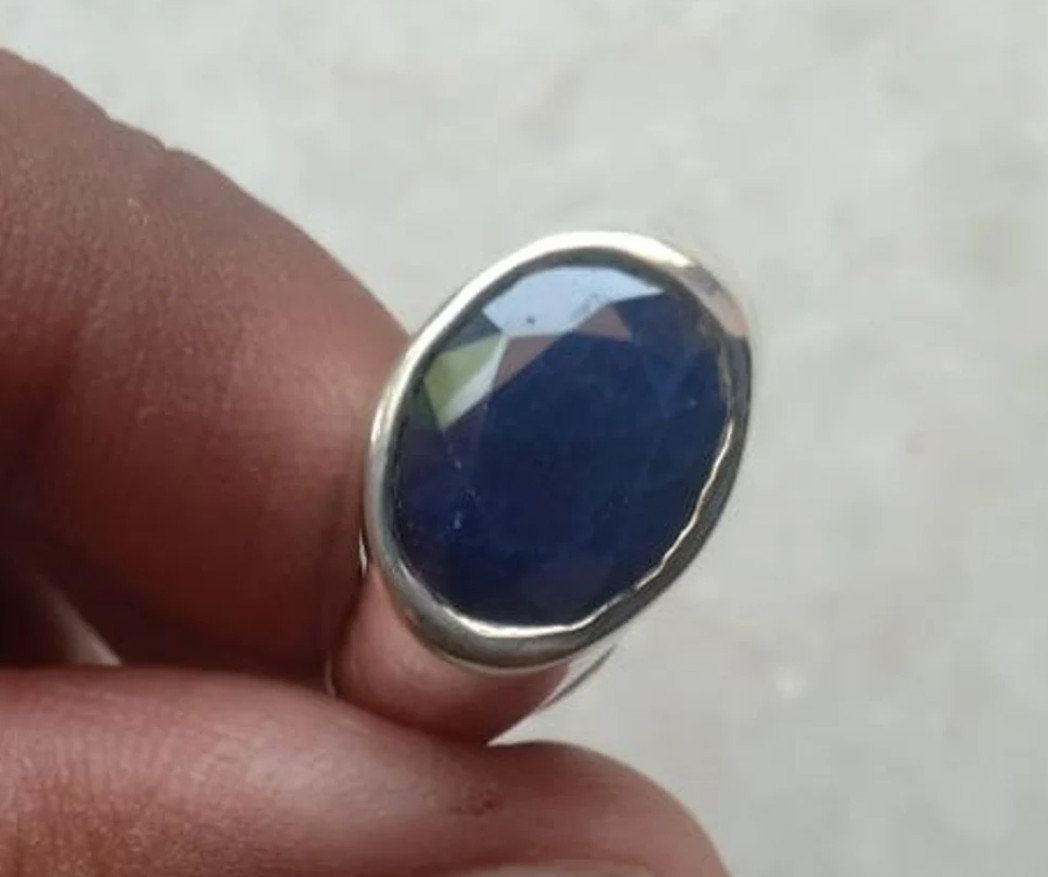 Genuine Blue Sapphire Men’s Ring Sterling Silver Sapphire Signet Ring For Boys