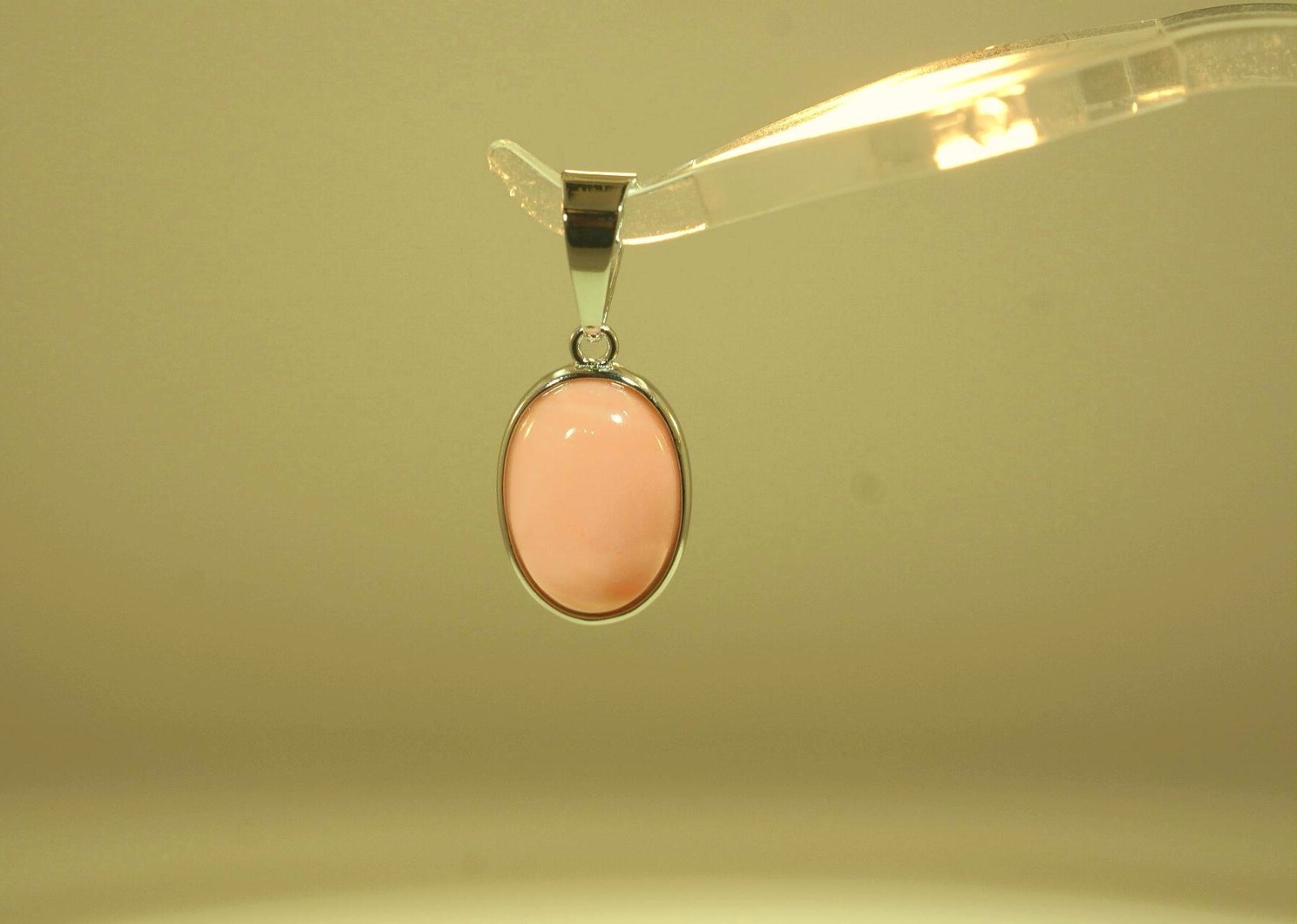 11.5MM SOLID 925 SILVER 10X14MM 4.0CTS GENUINE NATURAL OVAL PINK CORAL PENDANT